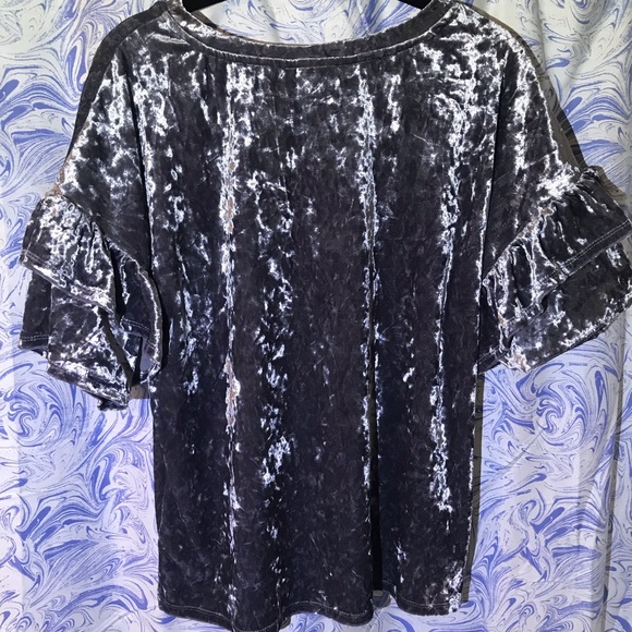 Grey Crushed Velvet Top - Picture 2 of 5